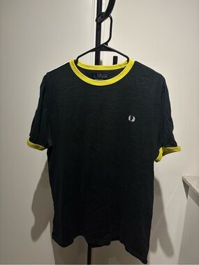 Fred Perry Black T-Shirt with Yellow Trim